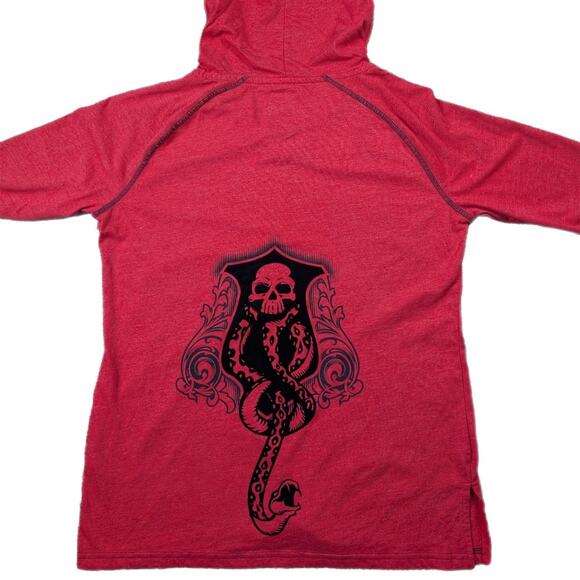 The Wizarding World of Harry Potter Universal Studios Red Dark Mark Hooded Shirt - Picture 2 of 5